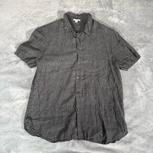 James Perse Linen Button Front Shirt Mens Size 2 (Fits M) Slim Fit Gray